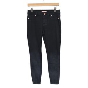 Ted Baker Womens Black Skinny Jeans Size 28 Wax Coated Ombre Dip Dye‎ Biker Edgy